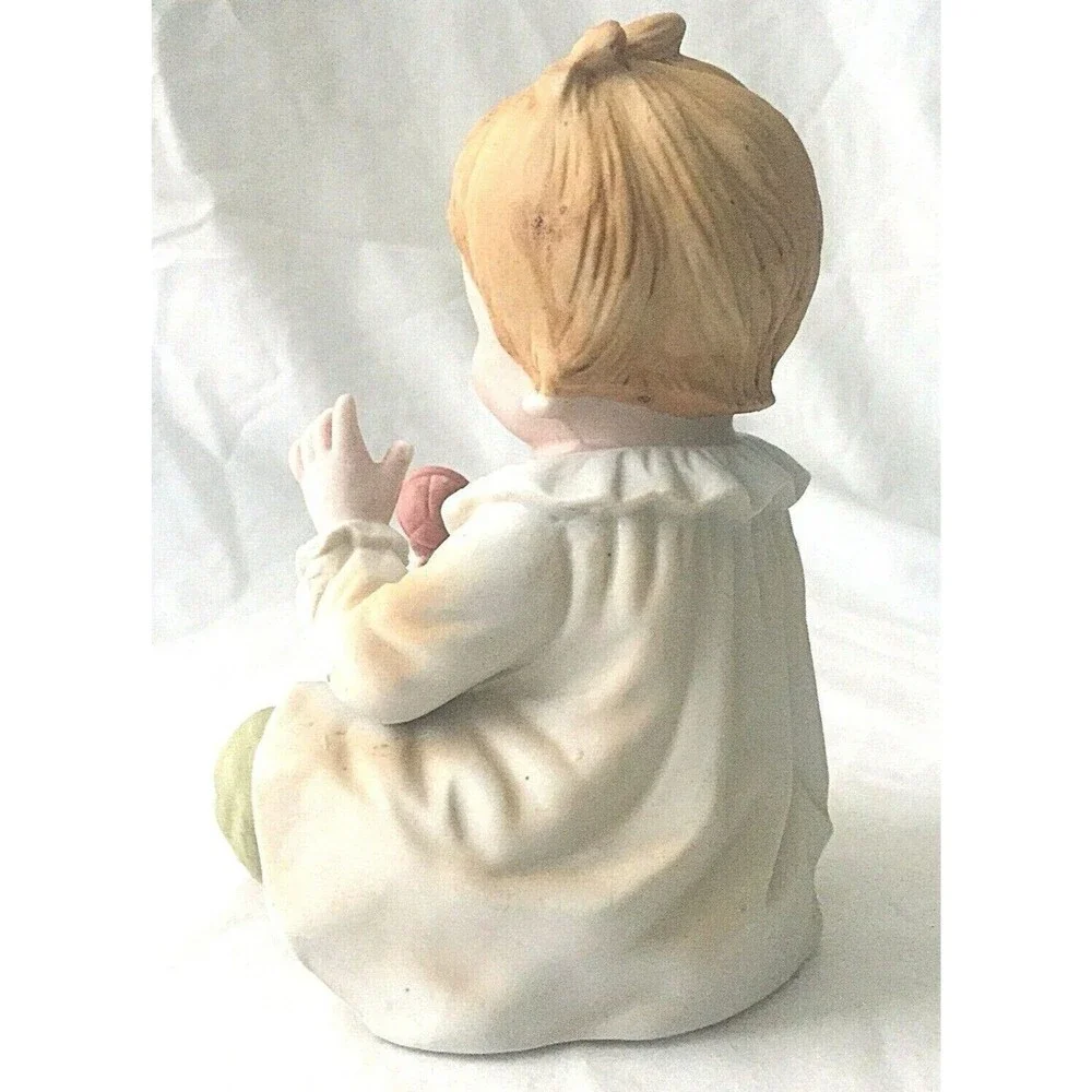Royal Crown Baby Girl Vintage Porcelain Bisque Figurine Piano Child Angel